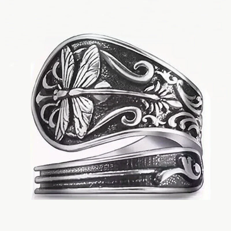 טבעת מתכווננת עם דוגמת פרפר, דרקון ושמש לנשים, תכשיטים אישיים פשוטים ויצירתיים למסיבות