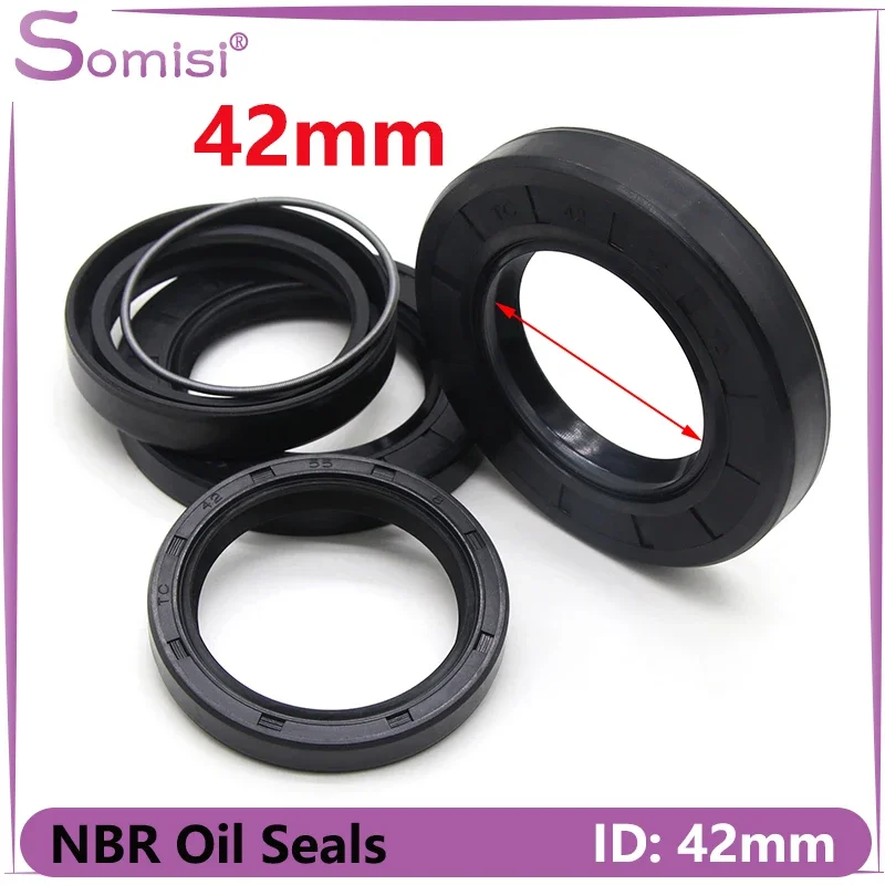 

1pcs ID 42mm NBR Oil Seal TC42*55/56/58/60/62/65/68/70/72/75/80*5/7/8/9/10/12mm Nitrile Rubber Shaft Double Lip Oil Seals Gasket