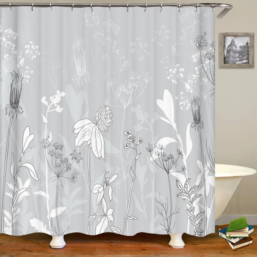 Modern French Shower Curtain Set, Bee Garden Vintage Queen Floral