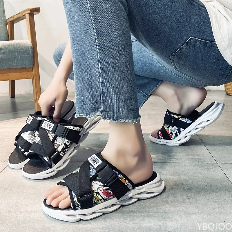 Summer Slippers Men Home Indoor Slides for Men's Shoes Comfort Flat Sole Non-slip Flip-flops Trend Beach Shoes Sport Slippers