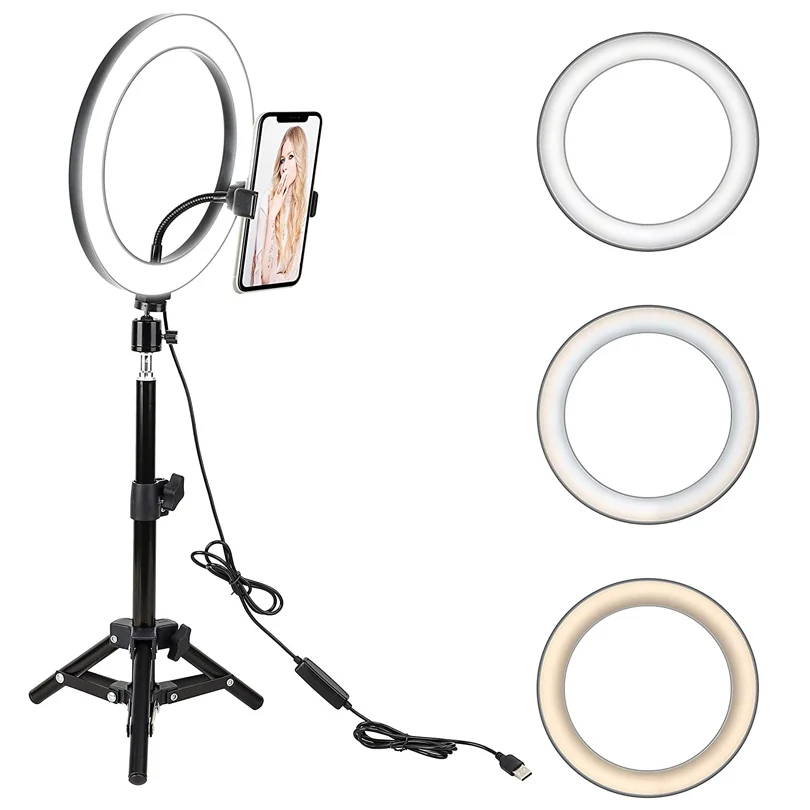 Anneau lumineux 10 "avec trépied et support de téléphone pour vidéo