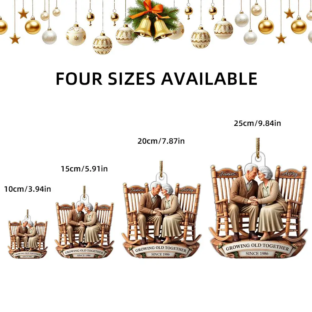 Old Couple Sitting On Rocking Chairs Together Personalized Christmas Acrylic Ornament P62191308