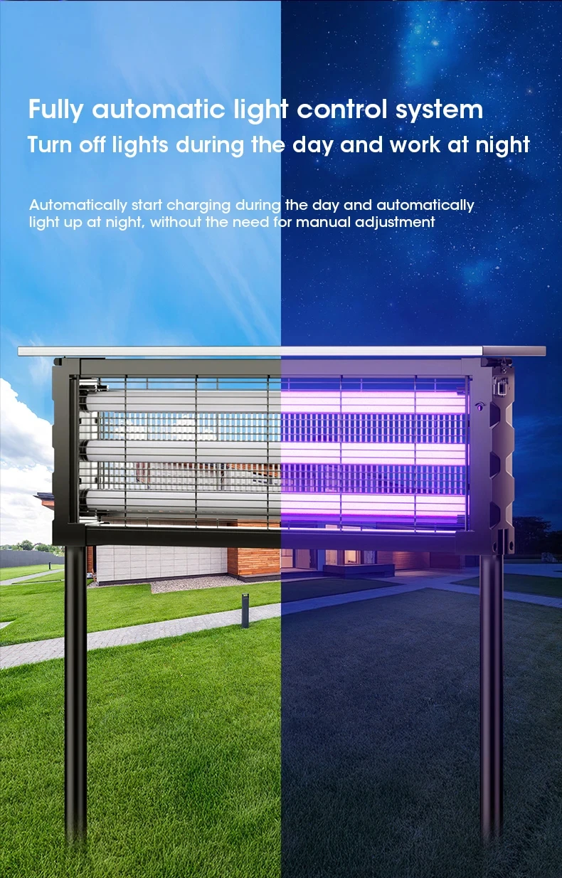 Solarbetriebene Großflächen-Mückenkiller-Lampe und Insektenfalle für den Außenbereich in Garten, Terrasse, Hof und Rasen zur Schädlingsbekämpfung – Detail 9