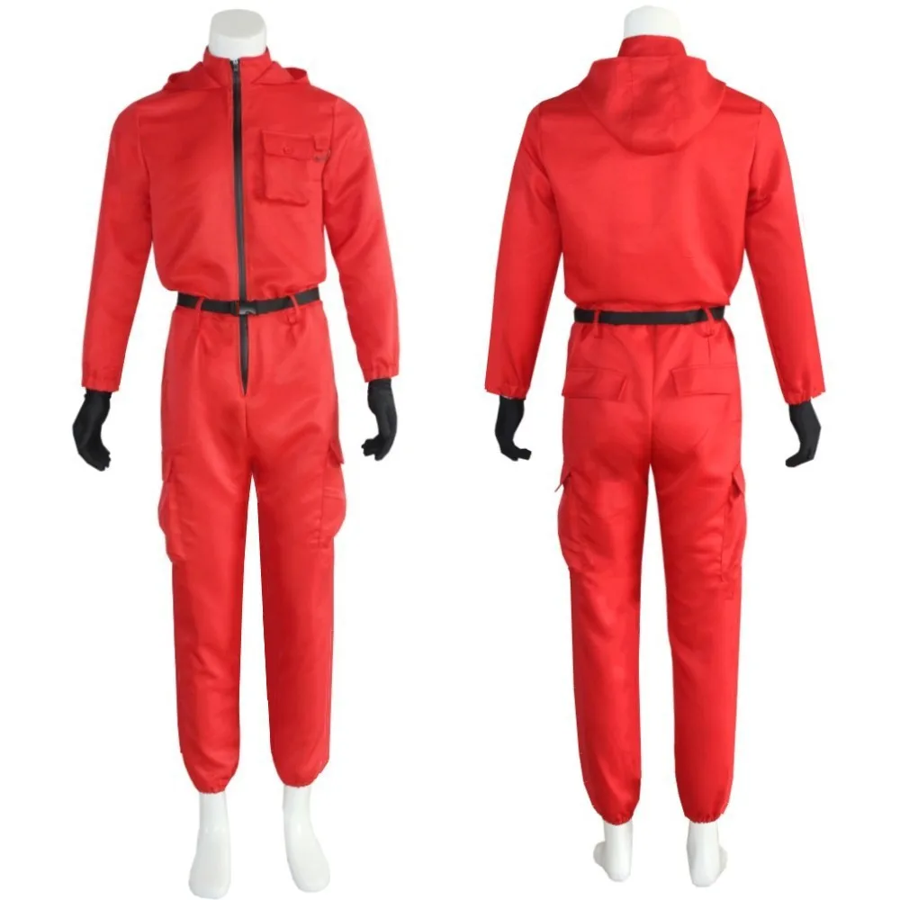 Korean drama Karamari game role-playing costume red jumpsuit triangle camouflage round square round maskHalloween carnival party 3