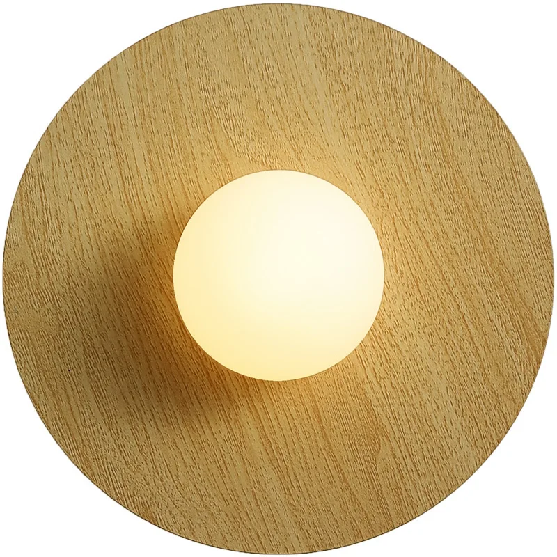 Nordic Wall Lamp Bedroom Bedside Lamp Modern and Simple Creative LED Wood Entrance Hallway Living Room Sofa Wall Atmosphere