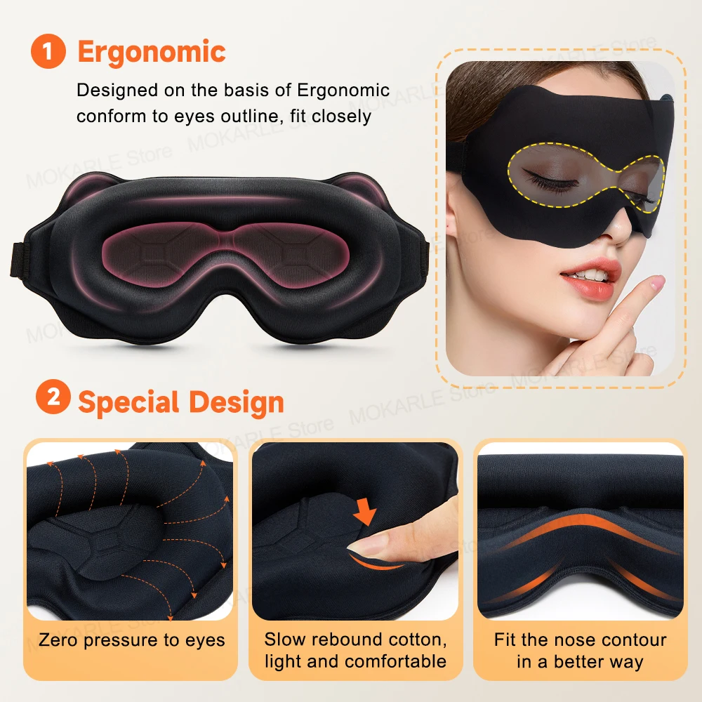3D Sleep Mask Sleeping Aid Blindfold Block Out Light Portable Soft Memory Foam Face Mask Eyeshade Comfort Three Dimension Design