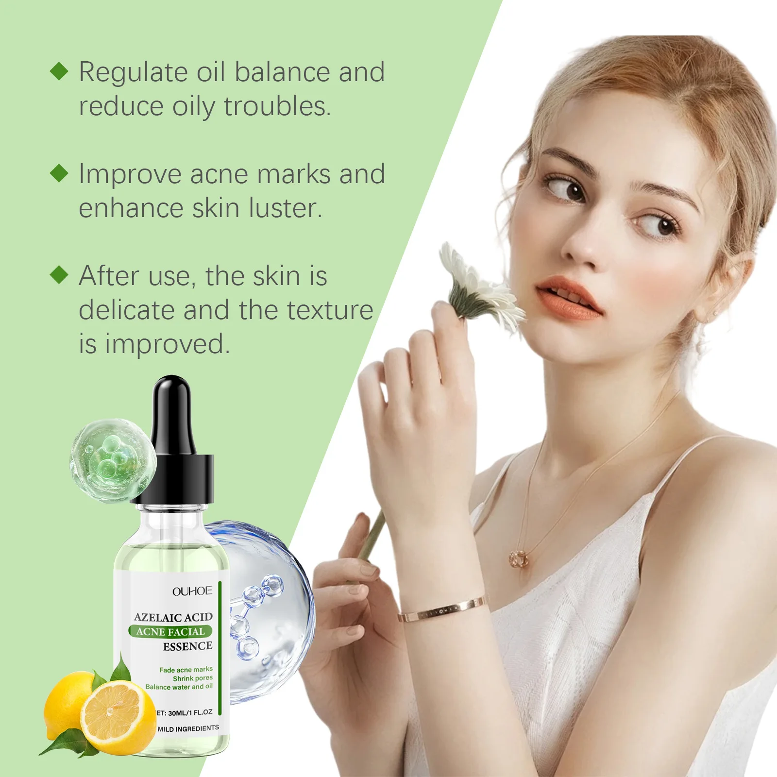 Azelaic Acid Facial Serum Acne Remover Pore Shrinking Oil Control