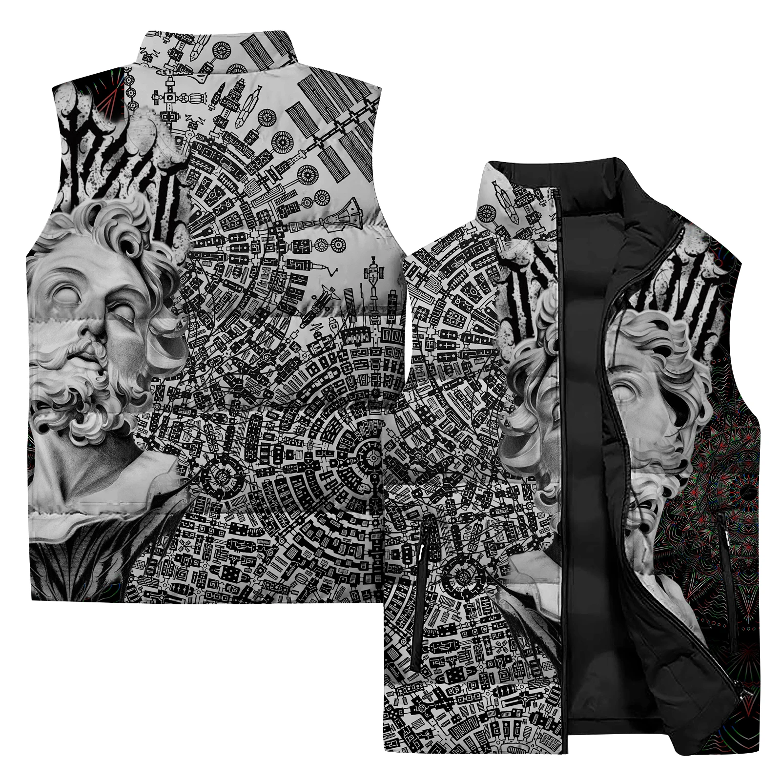thumbnail image 1 of Chaquetas de invierno para hombre cómodas y elegantes Chalecos para hombre modernos y versátiles Chaleco con estampado digital 3D de moda para hombre que mantiene el calor, 1 of 4