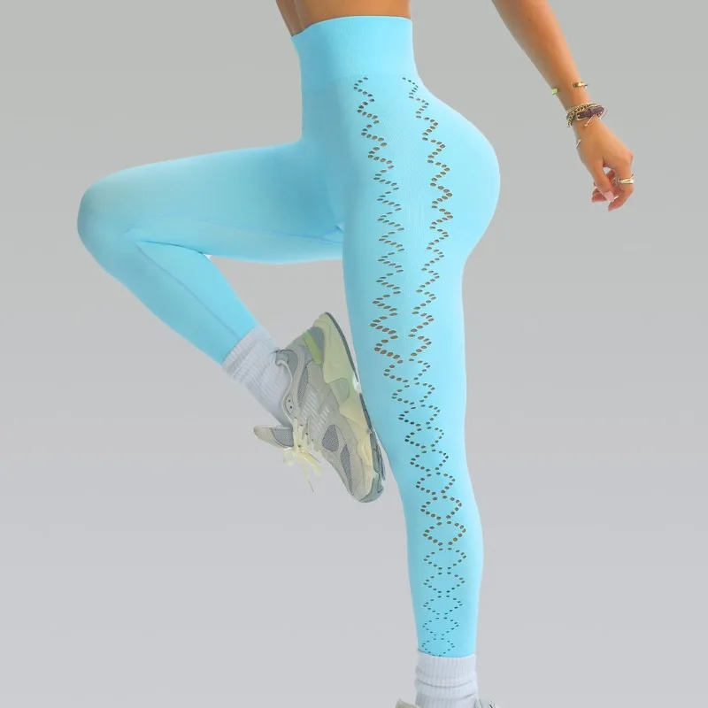 Leggings sportivi da yoga da donna scava fuori leggings sottili allenamento corsa pantaloni fitness abbigliamento sportivo sexy per il sollevamento dell'anca ad alta elasticità