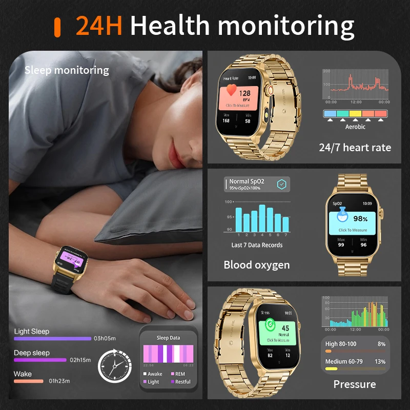 LIGE New Sports Smart Watch Make Answer Call Voice Assistant Flashlight Outdoor 370mAh Battery 2.01" HD Smartwatch For Men Women