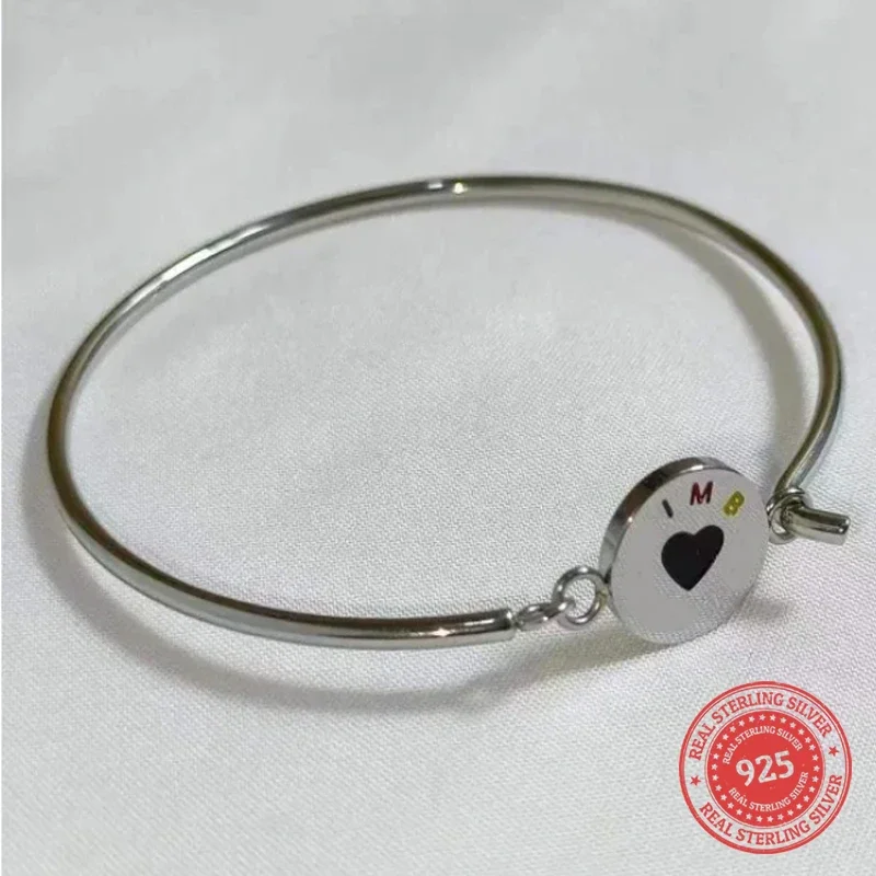 하이 퀄리티 여성용 오리지널 로고 팔찌, PULSERA CRISTARES 로고, ACERO NEGRA, 귀엽고 넉넉한, 