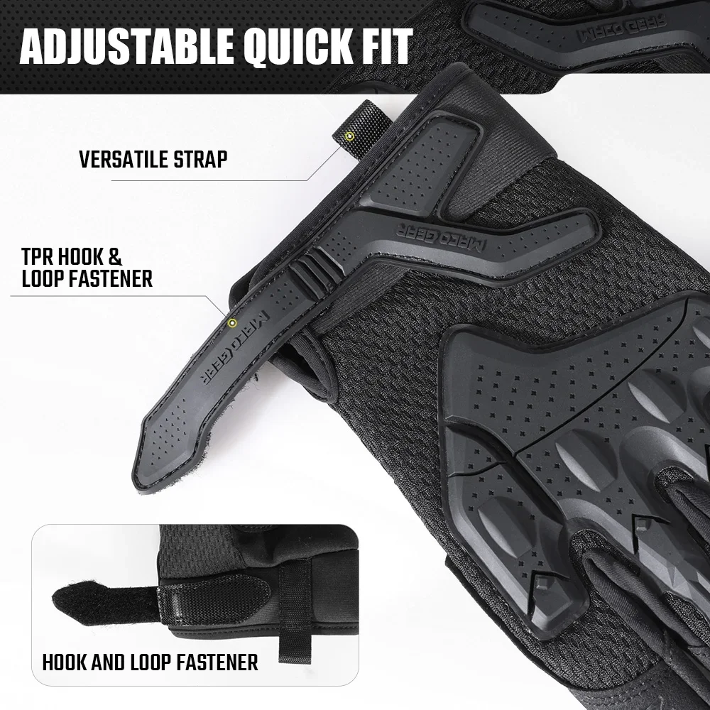 Men Tactical Gloves Touch Screen Sports Outdoor Hiking Cycling Hunting Riding Bike Rubber Protective Gear Non-slip Black Men
