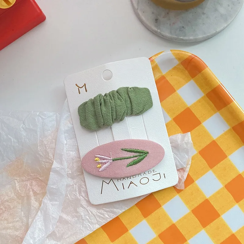 Kawaii ovale Stickerei Haarnadeln Mädchen Kinder Haars pangen Stifte Haars pangen Zubehör Haars pange Haars pangen Kopfschmuck Kopf bedeckung Ornamente – Detail 10