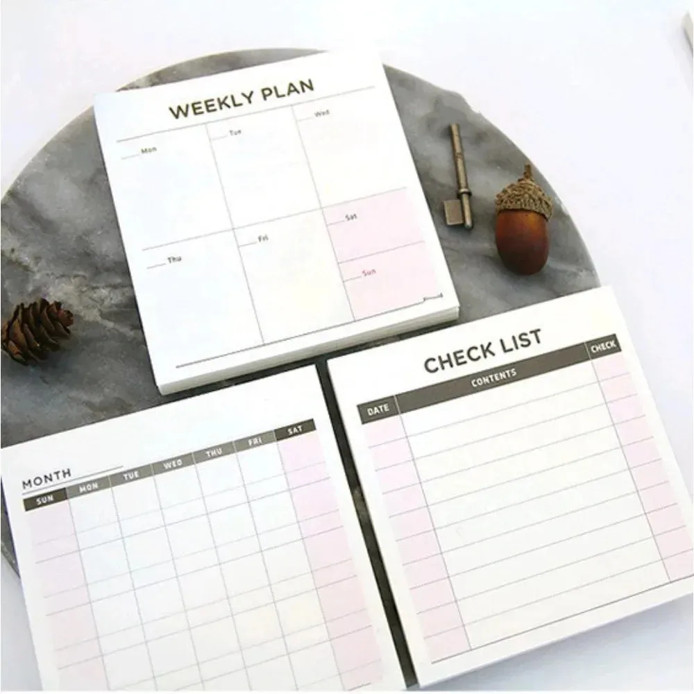Simpatico quaderno con lista di controllo per agenda settimanale quadrata per piccoli mesi, per cose da fare, carta, blocco note, materiale scolastico per ufficio, cancelleria