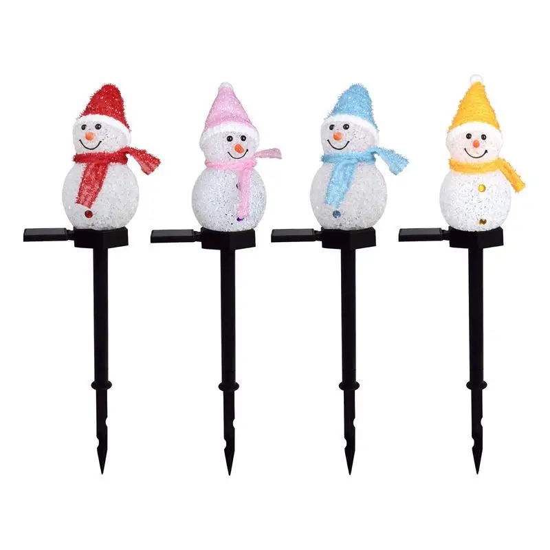 

Snowman Yard Stakes Solar Snowman Pathway Marker Stakes 4pcs Driveway Marker Stakes Festive Decor Solar Garden Stake Decoration