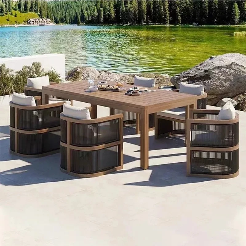 Teak Sofa Outdoor Furniture Set Outdoor Garden Sessions Sofa Patio Lounger Modern Luxury Scandinavian Style Customizable