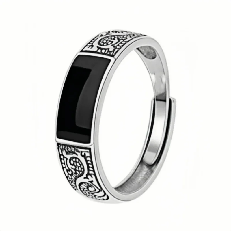 Finger ring Vintage Ethnic Minimalist Dragon Pattern Adjustable Men's Party Accessory Jewelry Gift