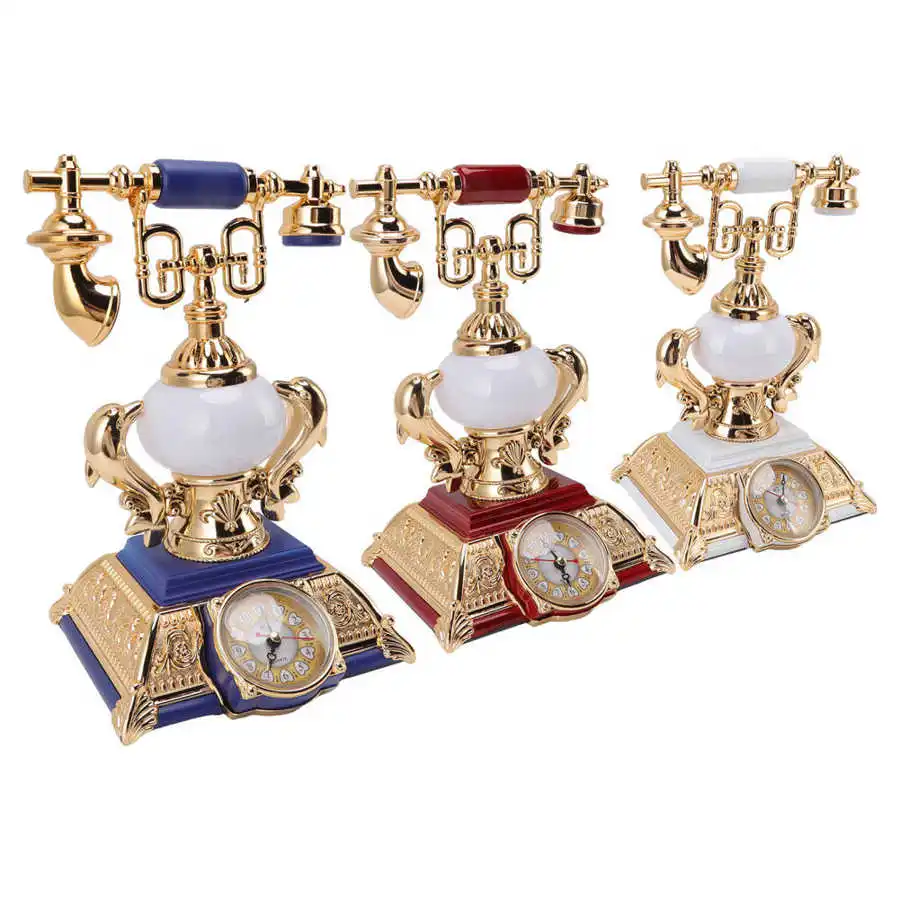 Description Picture 5 of itemVintage Telephone Model Table Lamp Alarm Clock Function Easy Assembly Decorative Phone Model for Home Cafe EU Plug 220V