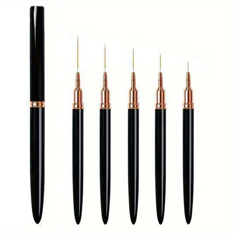 Nail Art Liner Brushes Set Elongated Lines Striping Drawing UV Gel Painting Nail Design Pen Professional Manicure Tool 5Pcs nail art pens nail art brushes nail brushes nail art tools gel nail tools
