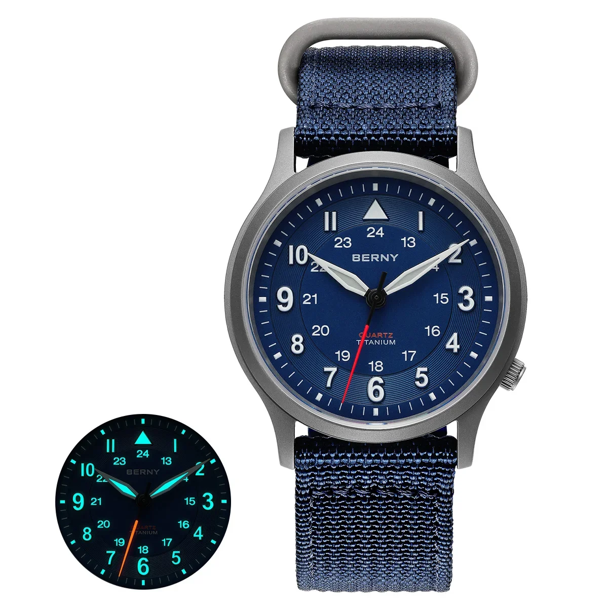 BERNY Titanium Watch For Men Japanese Sweep Second Quartz Movement VH31 5AM Waterproof Analog Quartz Watch Super Luminous Sapphire Glass