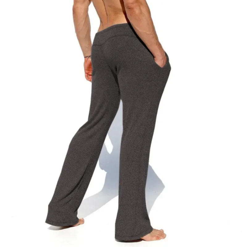 Spring and Autumn Leisure Pure Gray Mopping Men's Pants Men's Thin Casual Sexy Pants Sports Yoga Cotton Elastic Waist