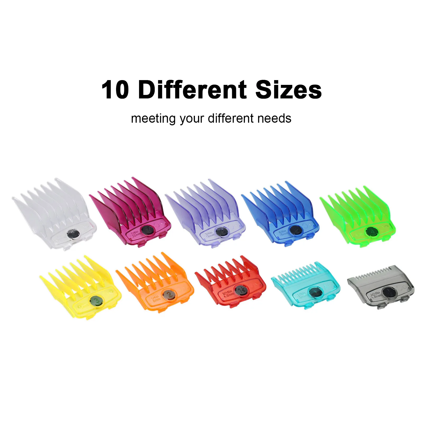 10PCS Hair Clipper Combs Guide Kit Compatible with Whal's Hair Clippers Colorful Plastic Magnetic Hair Trimmer Guard Attachments