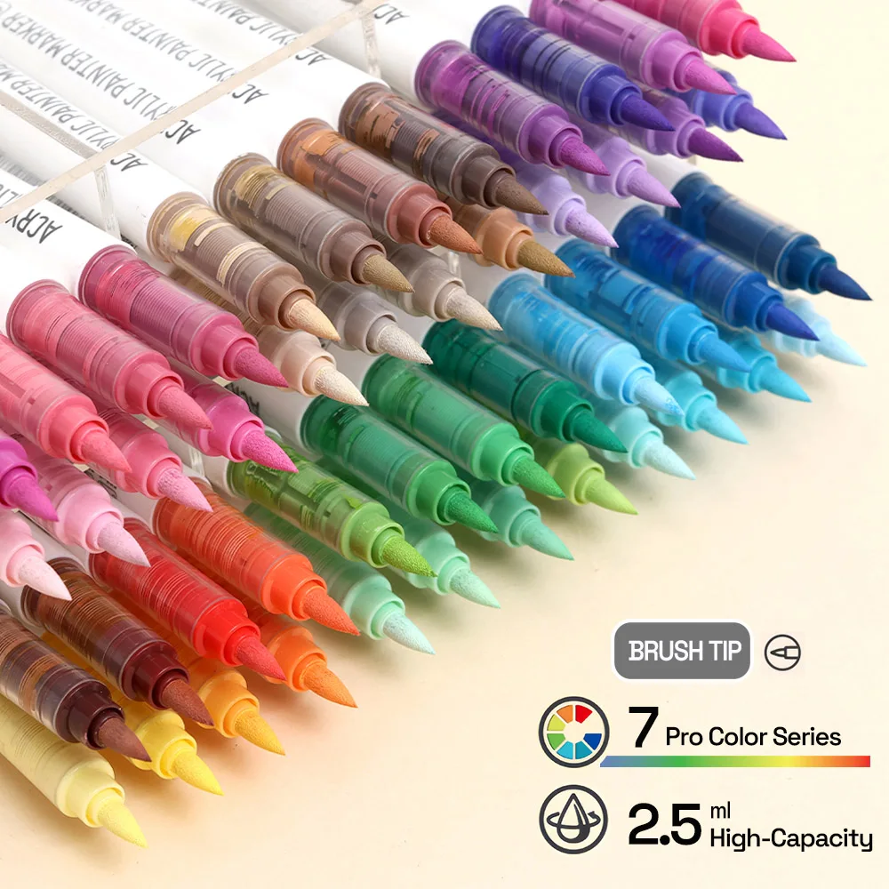 Vibrant Acrylic Paint Brush Pens Set for Creative Projects - 9 Color Collection