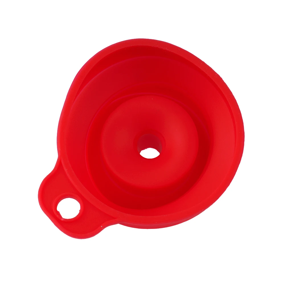 

1PC Collapsible Silicone Car Funnel Space Saving Engine Oil Top Up Filler Screen Wash Coolant Funnel Red 7cmX6cm Automotive Tool