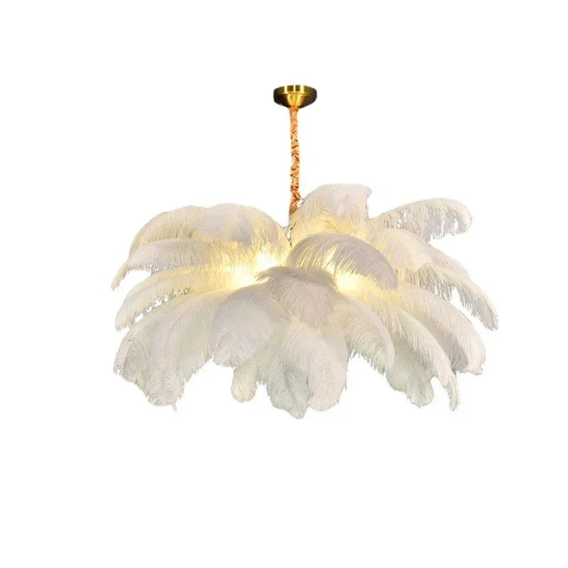 Nordic Struisvogel Feather Led Hanglamp Woonkamer Veren Lamp Slaapkamer Home Decor Binnenverlichting Hangende Armatuur Glans