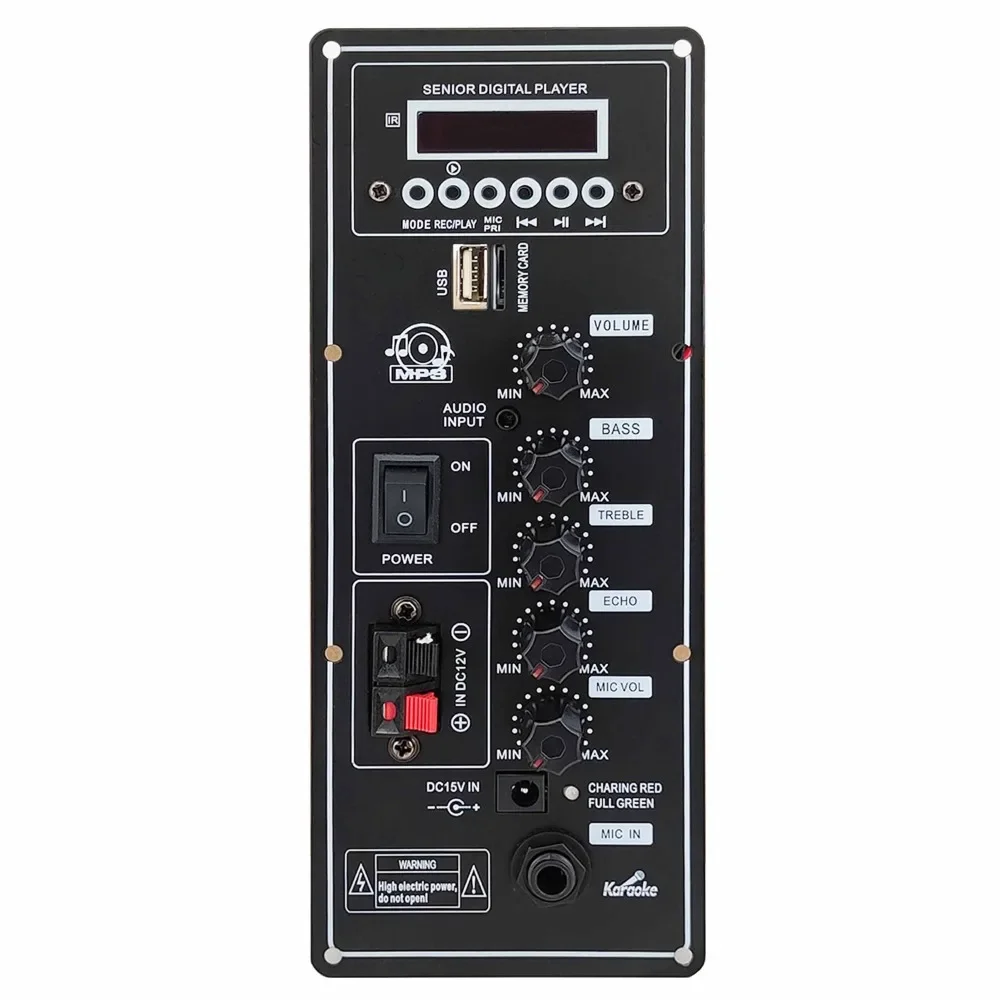 

12V Amplifier Board Square Dance Speaker 80W Amplifier Boar Support Bluetooth AUX TF-Card U-Disk Recording 6-12Inch Speaker