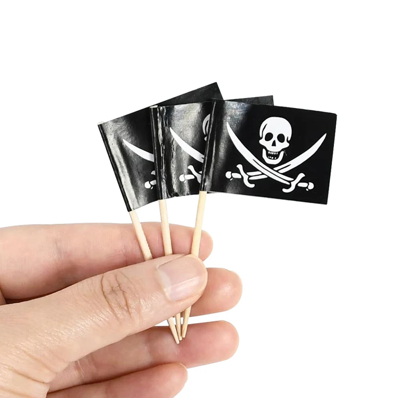 Piraten flagge Zahnstocher Cupcake Topper für Kinder Jungen Piraten Thema Geburtstags feier Kuchen Dekor aiton Halloween Cocktail Pick Lieferungen – Detail 9