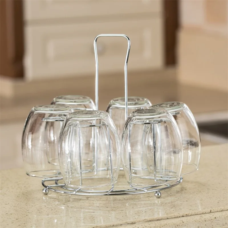 Metal Glass Cup Storage Rack For Water Mug Draining Drying Organizer Drain Holder Stand Useful Home Kitchen Supply 4