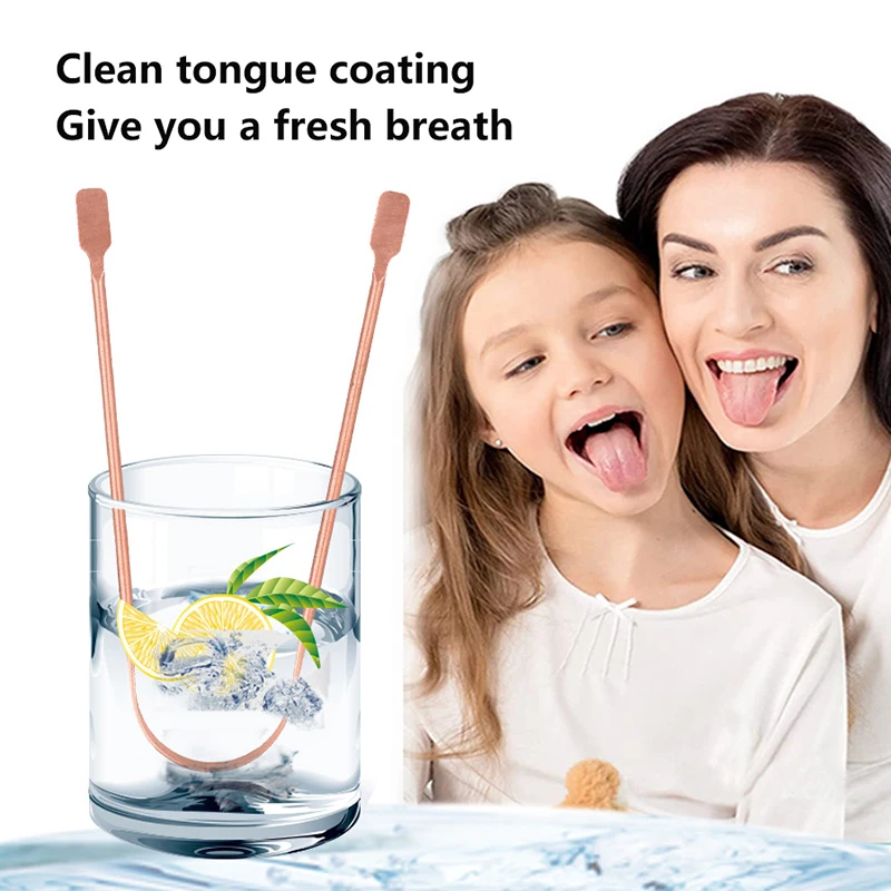 1Pc Pure Copper Tongue Scraper Oral Cleaner Brush Fresh Cleaning Hygiene High Quality Tongue Scraper