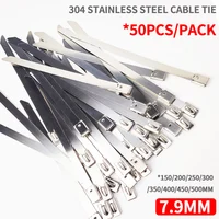 7.9mm 304 Stainless Steel Cable Ties, Heavy Duty Self-Locking Metal Zip Ties for Outdoor Cable Tray Wiring 1