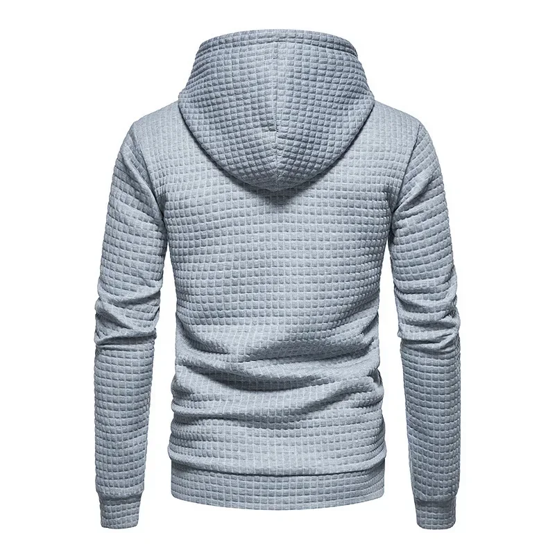 Men's Solid Color Hoodie Autumn Fashion Casual Long Sleeve Warm Hoodie Drawstring Pocket Outdoor Sports Running Top