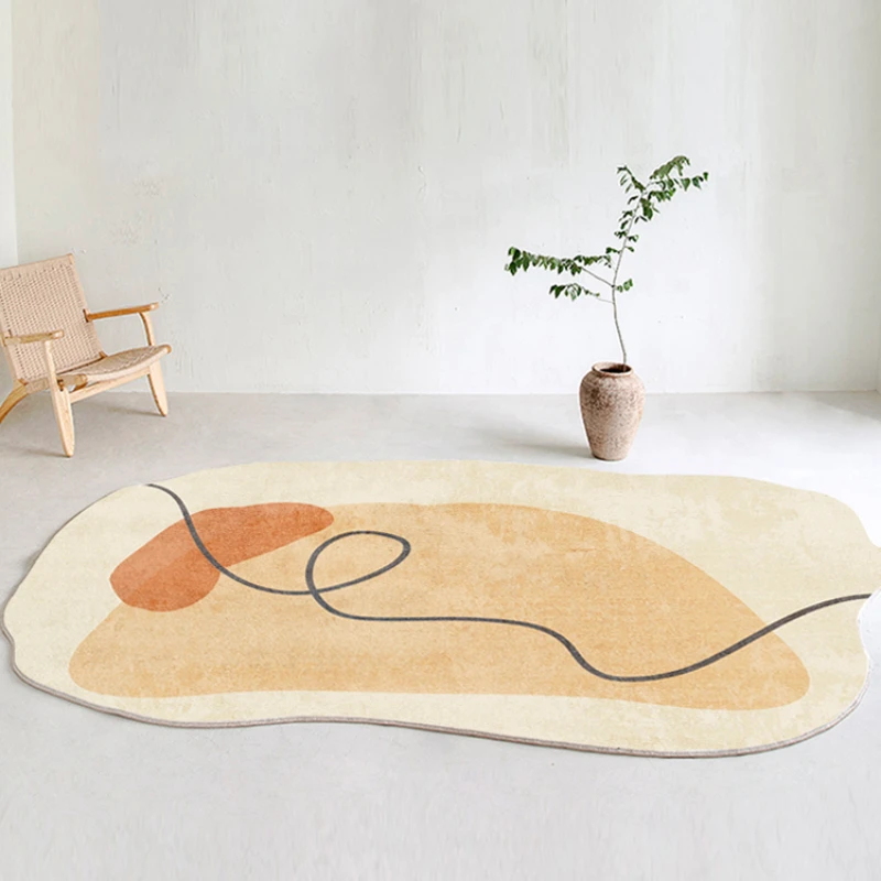 

Fluffy Plush Irregular Design Oval Large Area Thickening Living Room Carpet Modern Line Home Decoration Bedroom Lounge Sofa Rug