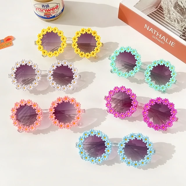 New Kids Sunglasses Children Round Flower Sunglasses Girls Boys Baby Sport Shades Glasses UV400 Outdoor Ride-On Accessories 1