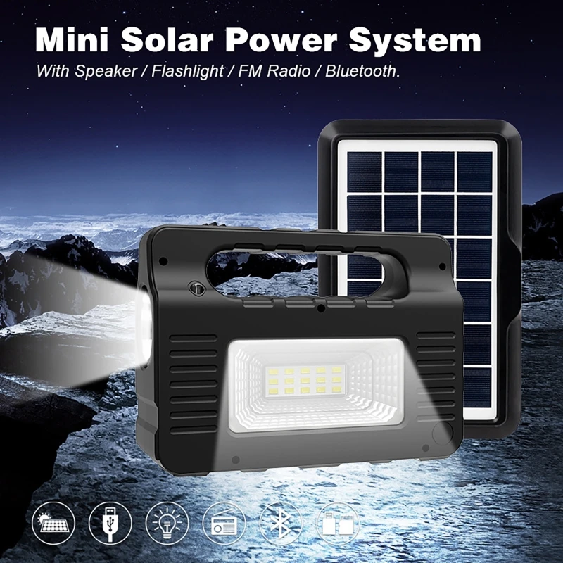 Outdoor Portable Flashlight Lamp with Solar Panel Solar Energy Systems+3pcs LED Bulbs Small System Energy Storage Power Supply