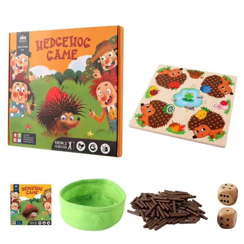 

Wooden Hedgehog Stick Game Creative Counting and Matching Board Game Montessori Fine Motor Skills Sensory Toys Set for Toddlers