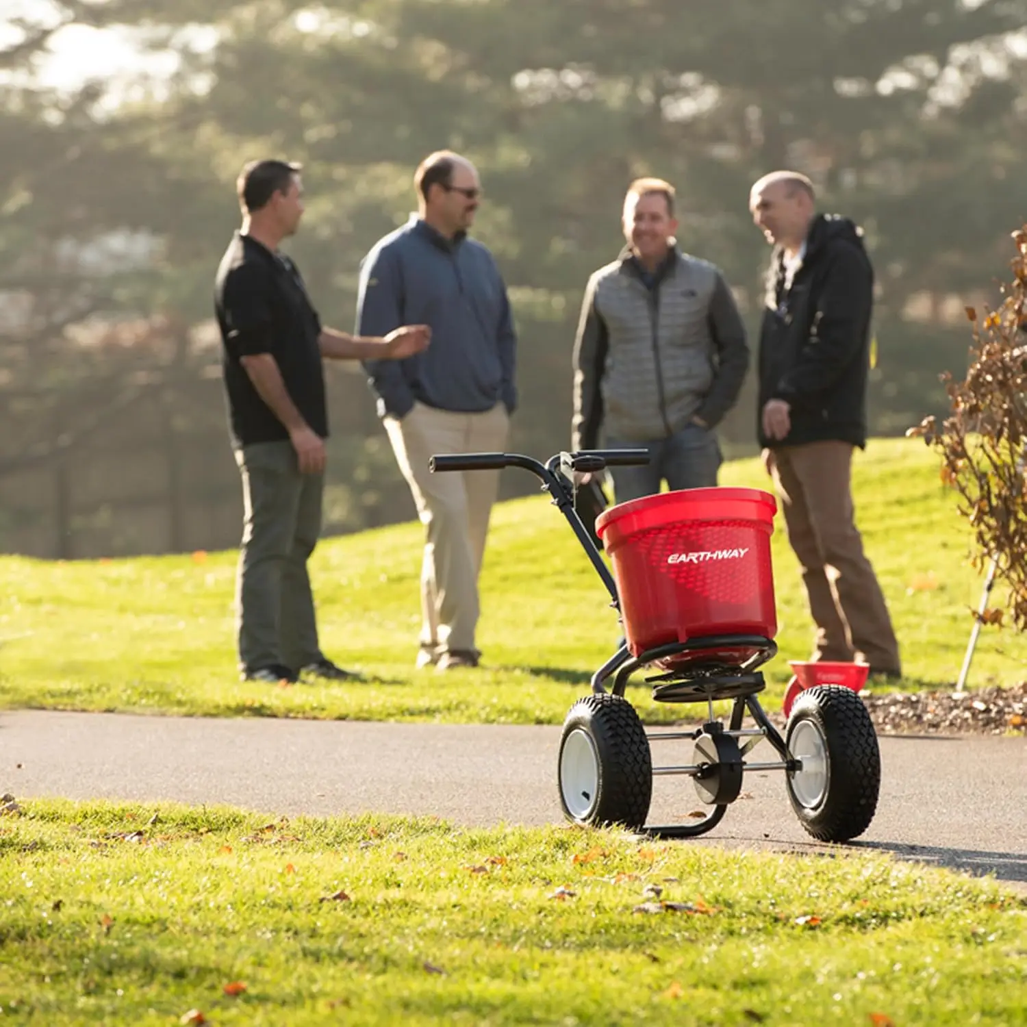 2150 Commercial 50 LB Broadcast Fertilizer Spreader. Heavy-Duty Walk-Behind Push Garden Seeder 4