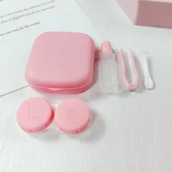 Vibrant Color Contact Lens Case with Tweezers and Pocket Box (Pink)
