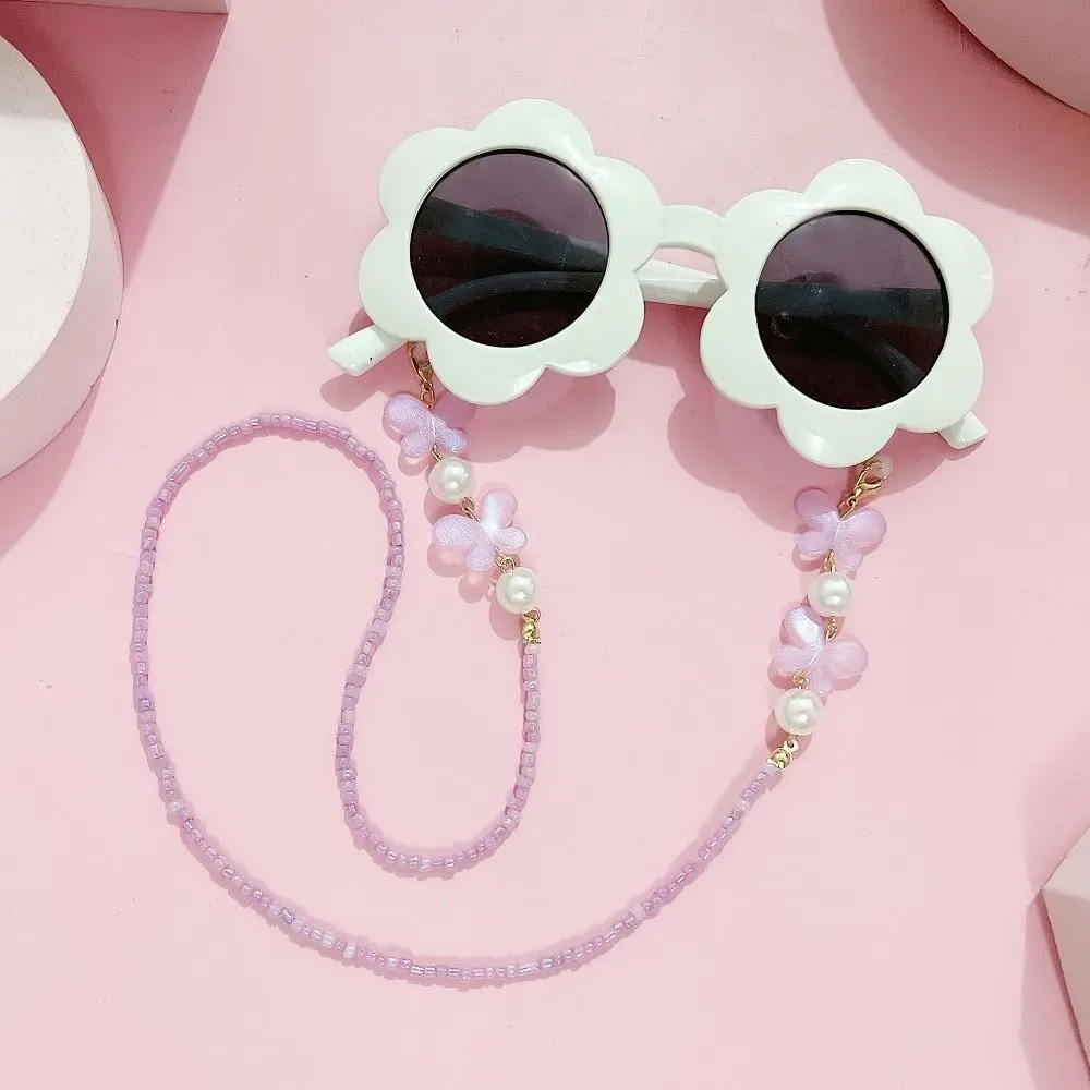 New Butterfly Pearl Bead Sunglasses Lanyard Strap Necklace Eyeglass Chain Cord Reading Glasses Adjustable Anti-slip Strap 4