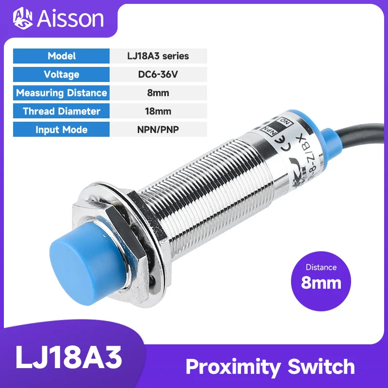 Индуктивный бесконтактный переключатель, датчик обнаружения NPN/LJ18A3-8-Z 6-36V, фонарь датчика 18 мм
