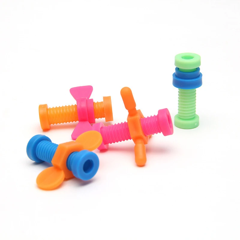 3Pcs Creative Screwing Building Blocks Toy Funny Children's Puzzle Toys Plastic Insert Nut Shape Boy Girls Holiday Birthday Gift