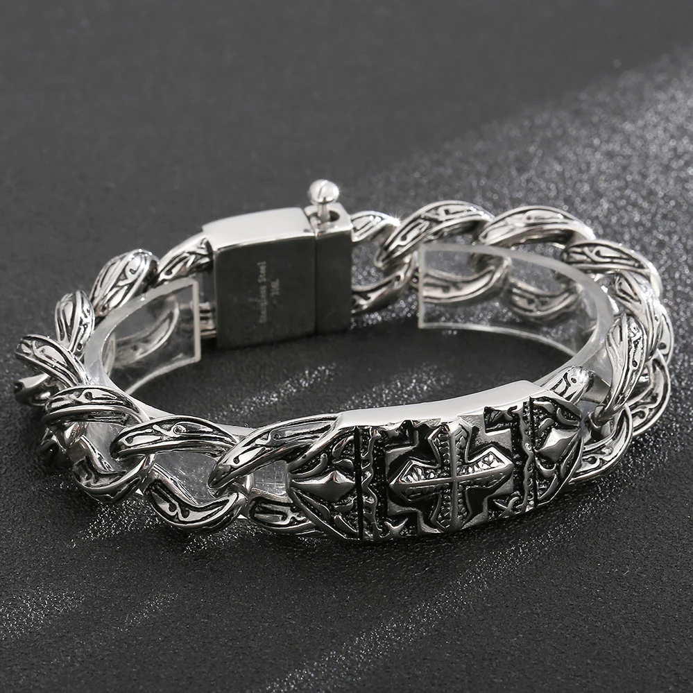 Acquista Bracciale Cubano Con Cordolo In Acciaio Inossidabile 316L - Foto 9