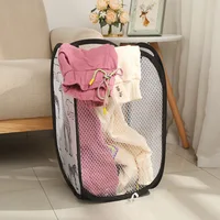Folding Mesh Pop Up Dirty Laundry Basket Hamper with Durable Handles Collapsible Laundry Basket Clothes Storage Baskets Laundry 4