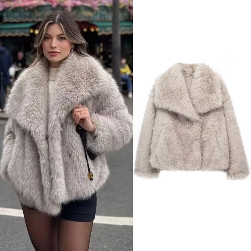 TRAF-Women-s-Faux-Fur-Coat-autumn-winter-2023-Plush-Wool-Coats-and ...