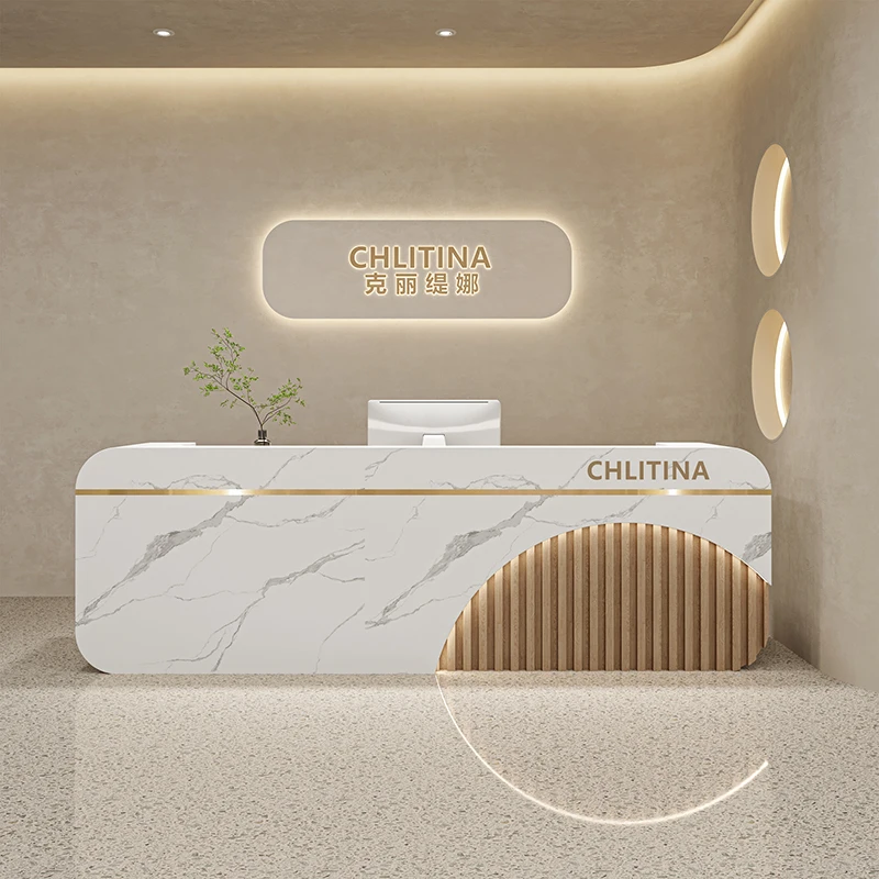Small Reception Desk Study Spa Counter Long Office Console Reception Desk Gaming Mostrador Recepcion Beauty Salon Furniture