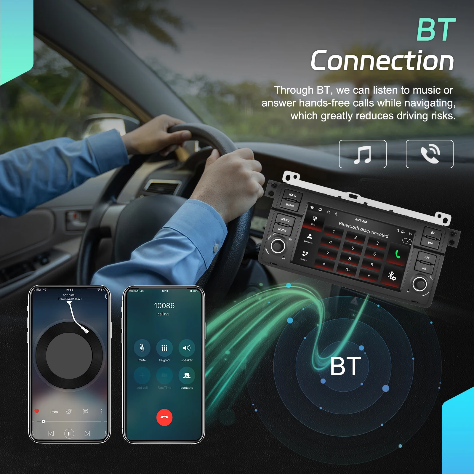 Radio para coche Podofo de 7 pulgadas con sistema Android para BMW 3 E46 1998-2005, sistema inteligente para coche, navegación GPS 2din, WiFi, CarPlay, Android Auto, BT, FM, reproductor multimedia para automóvil, sistema inteligente para coche, unidad principal 6