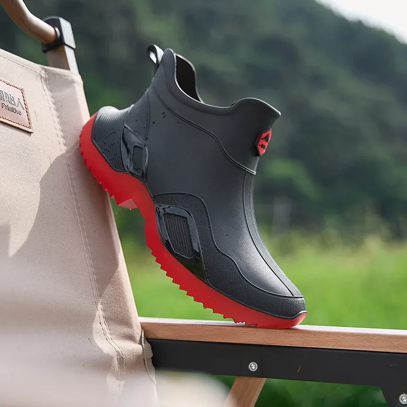 Chaussures de pluie couple courtes imperméables anti-dérapantes caoutchouc résistant 2026 - Bottes pêche